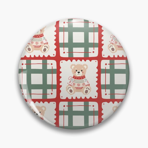 Item preview, Christmas teddy bear vector seamless plaid tartan repeat pattern for blankets designed and sold by Retro Street Studios.
