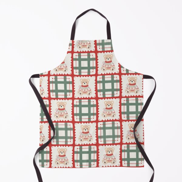 Item preview, Christmas teddy bear vector seamless plaid tartan repeat pattern for blankets designed and sold by Retro Street Studios.