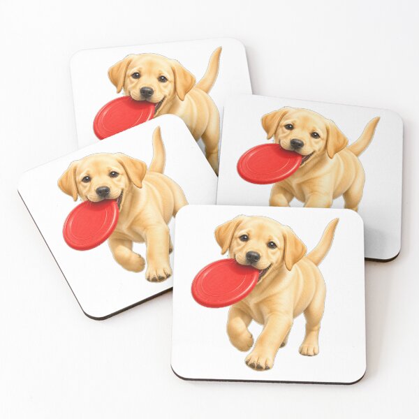 Item preview, Playful Yellow Labrador Puppy with Frisbee designed and sold by DarVibe Designs.