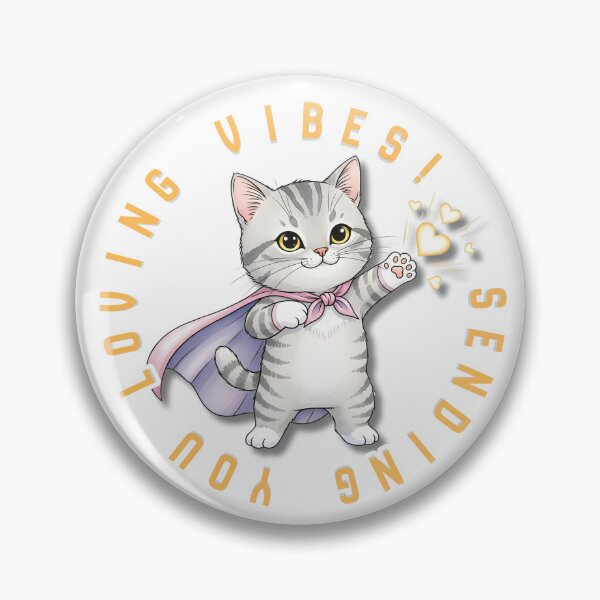 Item preview, Sending Loving Vibes, Anis Cute Cat with Cape & Hearts, Positive Message Gift designed and sold by AbuCAni Studio .