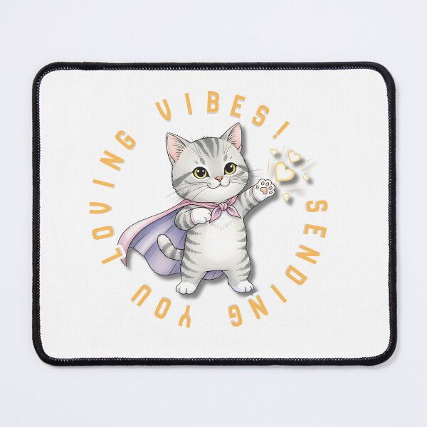 Item preview, Sending Loving Vibes, Anis Cute Cat with Cape & Hearts, Positive Message Gift designed and sold by AbuCAni Studio .