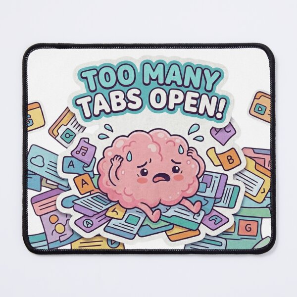 Item preview, Too Many Tabs Open Sticker | ADHD Brain Humor designed and sold by CutePlix.