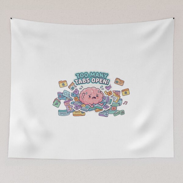 Item preview, Too Many Tabs Open Sticker | ADHD Brain Humor designed and sold by CutePlix.