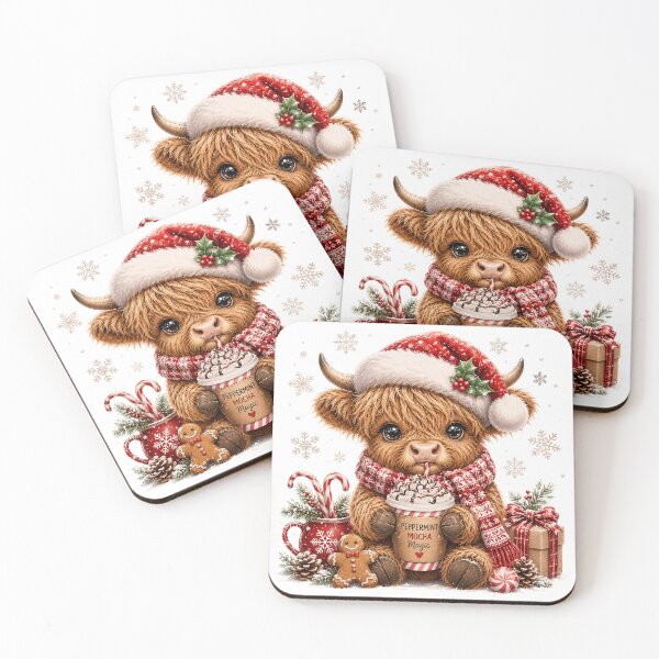 Item preview, Cute Christmas Highland Cow - Peppermint Mocha Magic Holiday Coffee designed and sold by anamul43.
