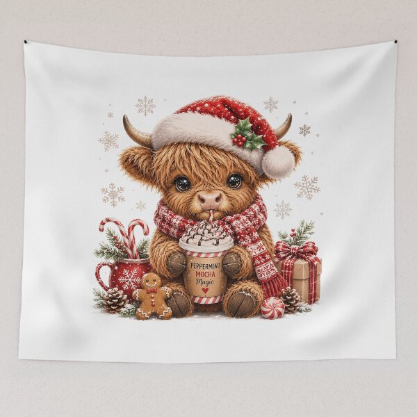Item preview, Cute Christmas Highland Cow - Peppermint Mocha Magic Holiday Coffee designed and sold by anamul43.