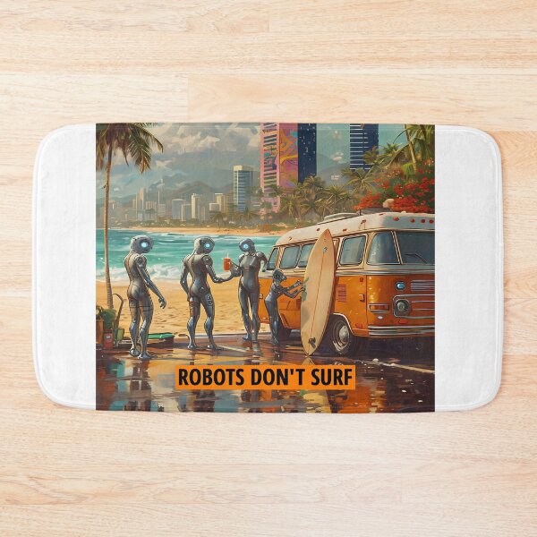 Item preview, ROBOTS DON'T SURF - Funny Cyberpunk Van Life Art designed and sold by Modern Nest Art.