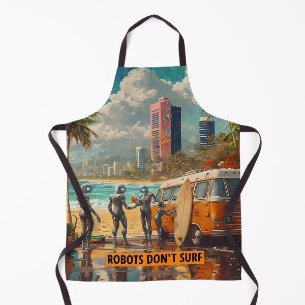 Item preview, ROBOTS DON'T SURF - Funny Cyberpunk Van Life Art designed and sold by Modern Nest Art.