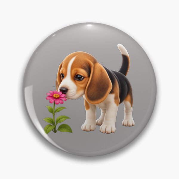 Item preview, Curious Beagle Puppy Sniffing a Flower designed and sold by DarVibe Designs.