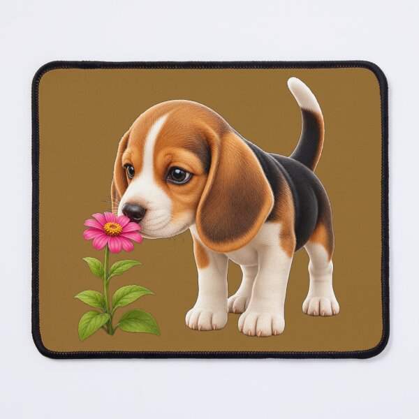 Item preview, Curious Beagle Puppy Sniffing a Flower designed and sold by DarVibe Designs.