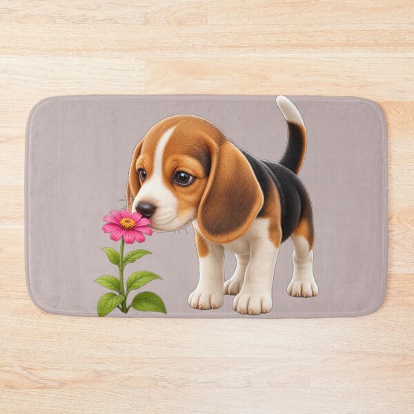 Item preview, Curious Beagle Puppy Sniffing a Flower designed and sold by DarVibe Designs.