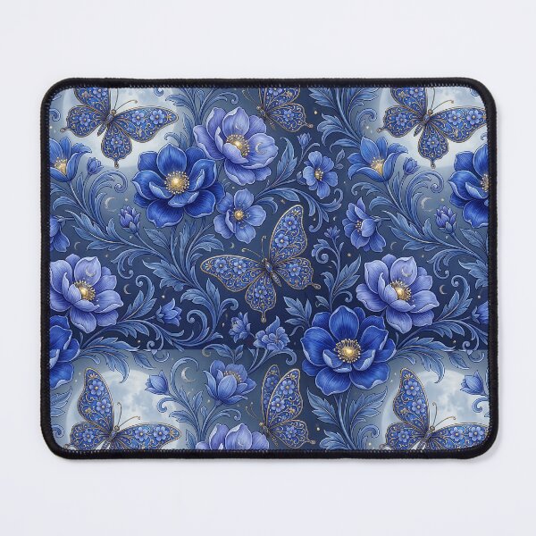 Item preview, Klimt Blue Flowers Moon Butterflies Fantasy Art designed and sold by MythicCotton.