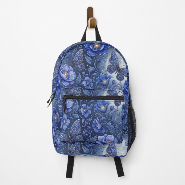Item preview, Klimt Blue Flowers Moon Butterflies Fantasy Art designed and sold by MythicCotton.