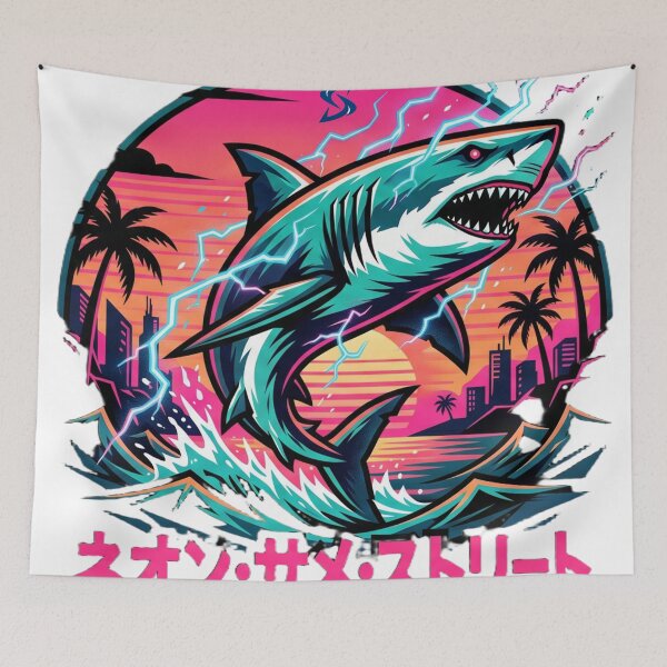 Item preview, Tokyo Night Surf - Cyberpunk Neon Shark Hoodie designed and sold by SwingShark.