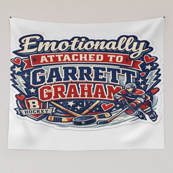 Item preview, Emotionally Attached To Garrett Graham | Retro Varsity Hockey Romance Sticker designed and sold by RetroOn.