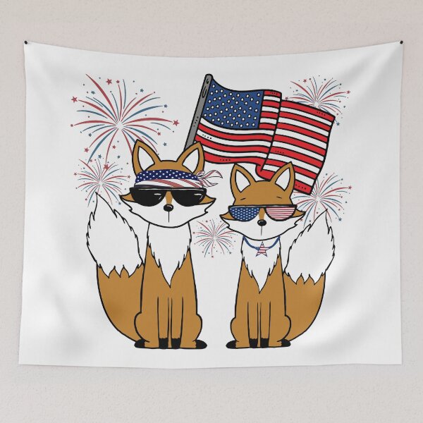 Item preview, Foxes Celebrating with Fireworks designed and sold by m2inspiration.
