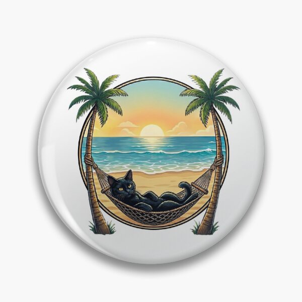 Item preview, Black Cat Hammock Beach | Funny Tropical Summer Vacation Sunset designed and sold by BlackCat Vibe.