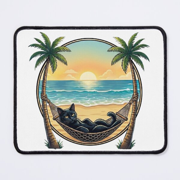 Item preview, Black Cat Hammock Beach | Funny Tropical Summer Vacation Sunset designed and sold by BlackCat Vibe.