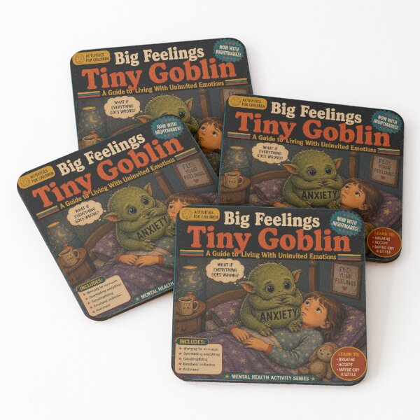 Item preview, Big Feelings Tiny Goblin – Anxiety Monster Retro Horror Humor Art designed and sold by 4TinyPaws.