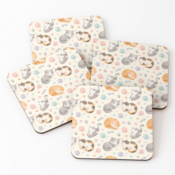 Item preview, Cute Sleeping Cats Seamless Pattern | Watercolor Kawaii Cat Design | Cozy Kitten Print for Stickers, Phone Cases & Home Decor designed and sold by agaa-vibes-studio.