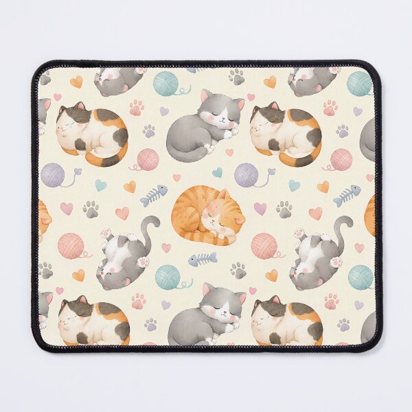 Item preview, Cute Sleeping Cats Seamless Pattern | Watercolor Kawaii Cat Design | Cozy Kitten Print for Stickers, Phone Cases & Home Decor designed and sold by agaa-vibes-studio.