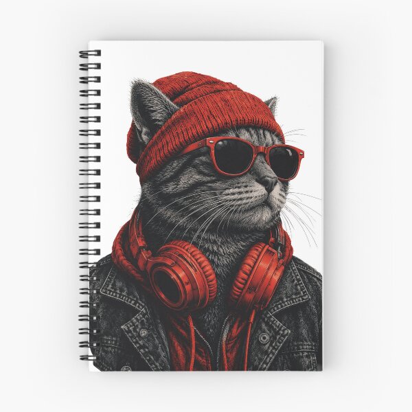 Item preview, Cool Hip Hop DJ Cat | Red Beanie Streetwear Goth Cat designed and sold by BlackCat Vibe.