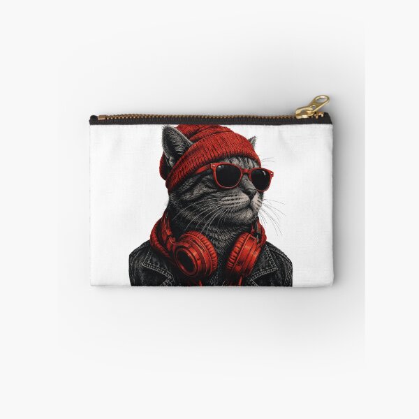Item preview, Cool Hip Hop DJ Cat | Red Beanie Streetwear Goth Cat designed and sold by BlackCat Vibe.