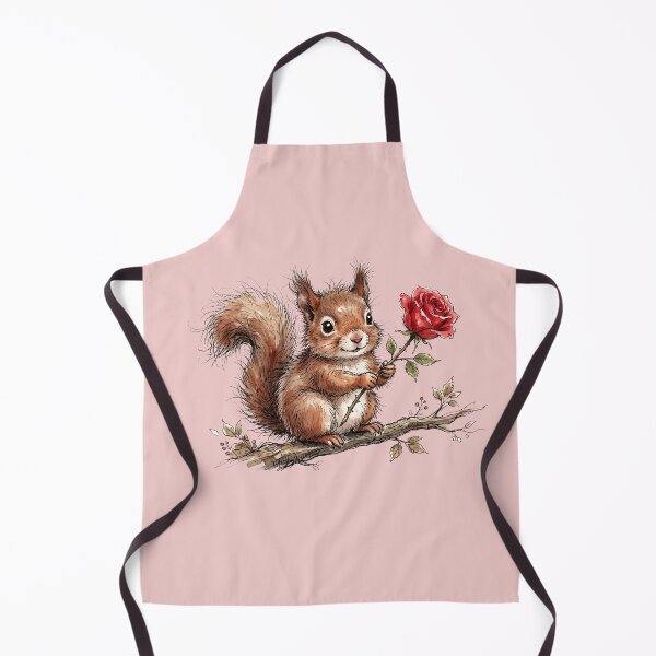 Item preview, Cute Watercolor Squirrel Holding Red Rose - Sweet Animal Sketch Art designed and sold by BreezifyDesignStudio.