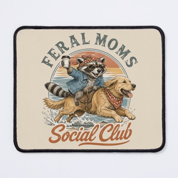 Item preview, Feral Moms Social Club Raccoon Riding Golden Retriever Beach designed and sold by bosamji.