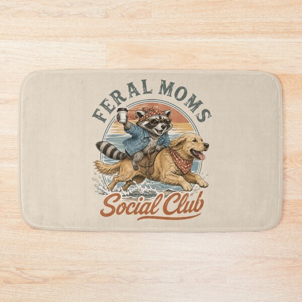 Item preview, Feral Moms Social Club Raccoon Riding Golden Retriever Beach designed and sold by bosamji.