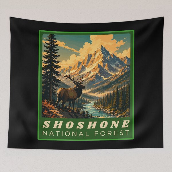 Item preview, Shoshone National Forest in North America - USA, Vintage Art Travel Landscape designed and sold by MaateoDesign.