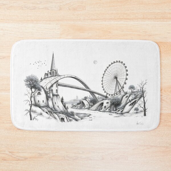 Item preview, Bizarre Ferris Wheel Architectural Art | Surreal Urban Design designed and sold by ShadeScapeArt.
