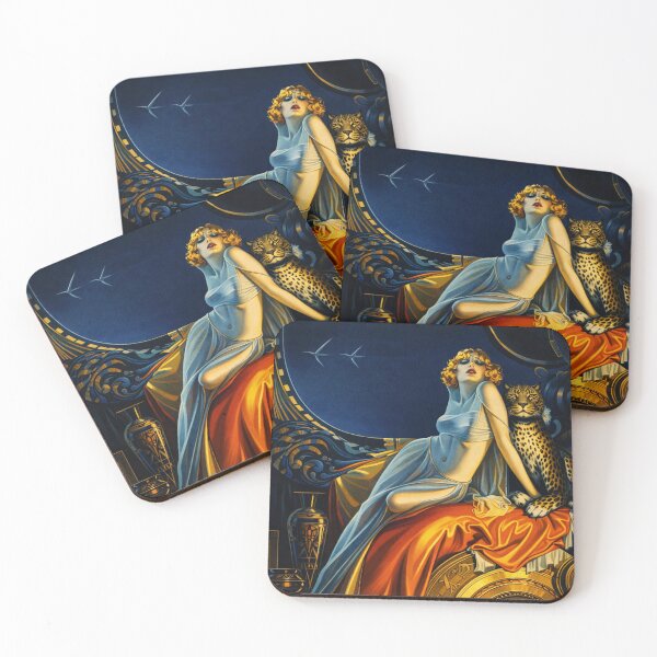Item preview, Art Deco Illustration Glamorous Woman with Leopard for Vintage Art Lovers designed and sold by RickE.