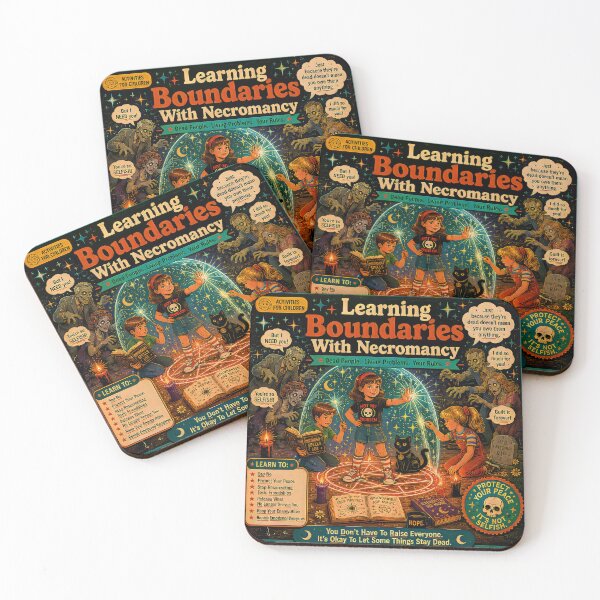 Item preview, Learning Boundaries With Necromancy – Dark Humor Retro Horror Art designed and sold by 4TinyPaws.