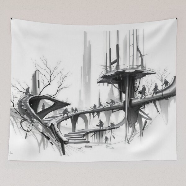 Item preview, Surreal Bizarre Architectural Art | Abstract Futuristic Structure Design designed and sold by ShadeScapeArt.