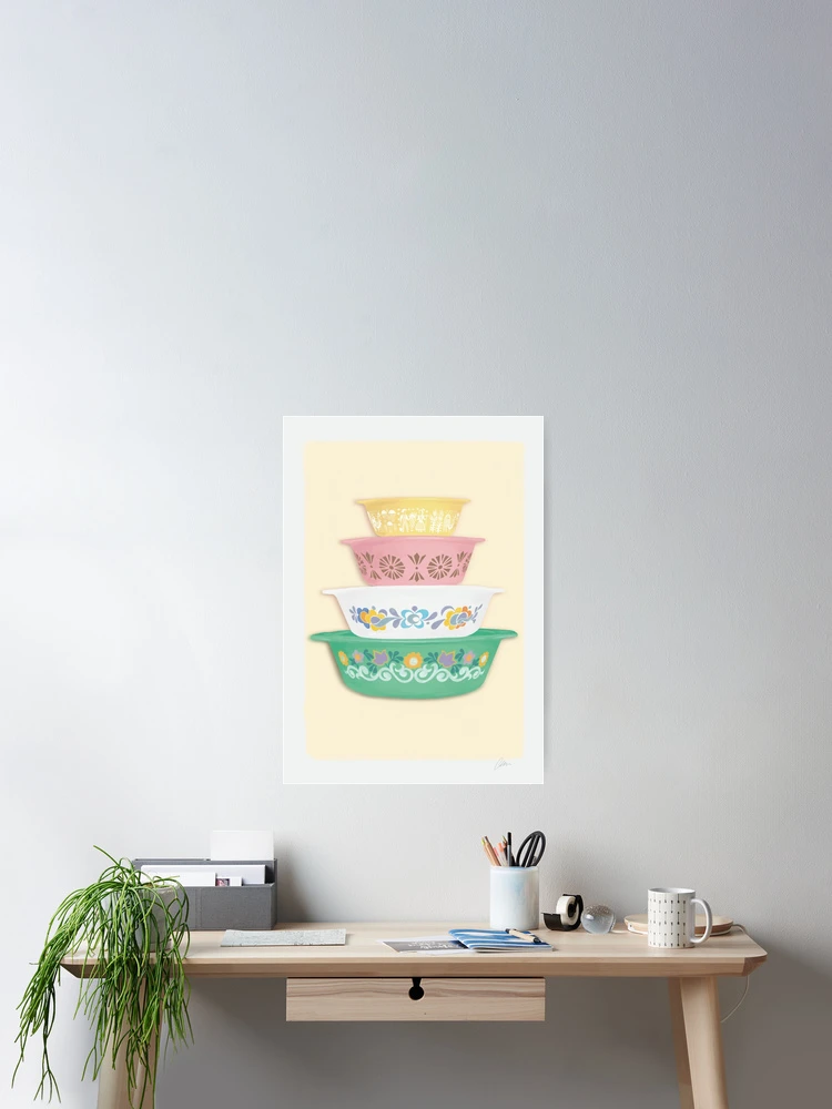 Thumbnail 2 of 3, Poster, Retro Pyrex Stack 1 designed and sold by Cat Delli-Bovi.