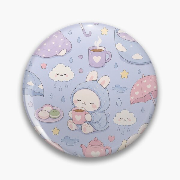 Item preview, Sleepy Bunny Rainy Day Kawaii Pattern designed and sold by Soft Berry Studio.