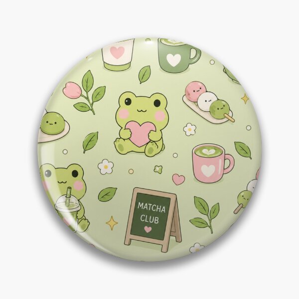 Item preview, Kawaii Frog Matcha Club Pattern designed and sold by Soft Berry Studio.