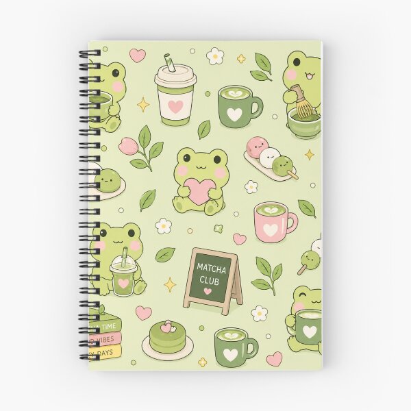 Item preview, Kawaii Frog Matcha Club Pattern designed and sold by Soft Berry Studio.