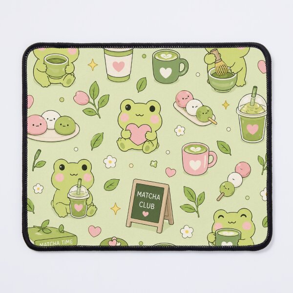 Item preview, Kawaii Frog Matcha Club Pattern designed and sold by Soft Berry Studio.