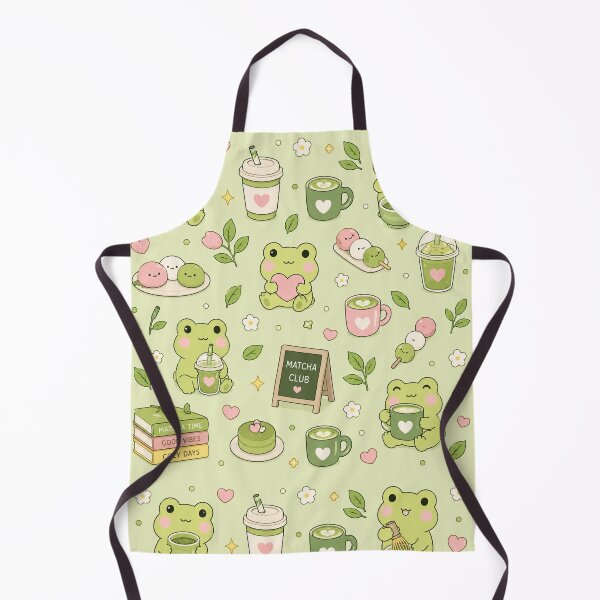 Item preview, Kawaii Frog Matcha Club Pattern designed and sold by Soft Berry Studio.