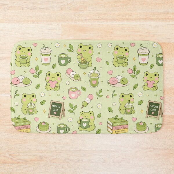 Item preview, Kawaii Frog Matcha Club Pattern designed and sold by Soft Berry Studio.