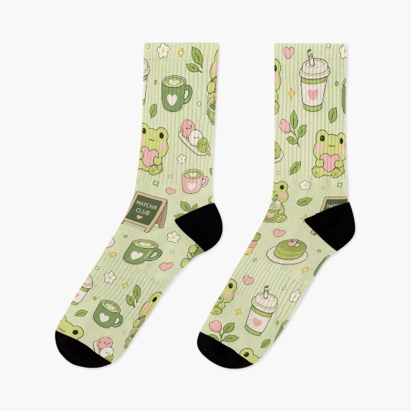 Item preview, Kawaii Frog Matcha Club Pattern designed and sold by Soft Berry Studio.