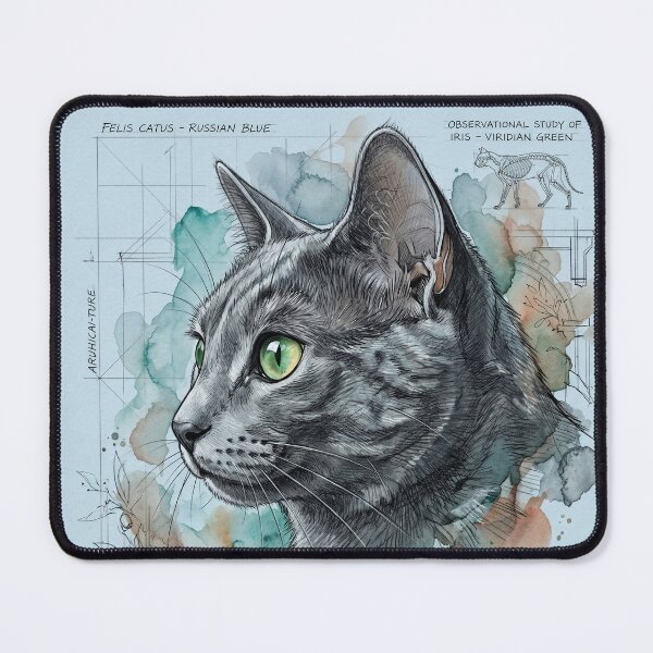Item preview, Russian Blue Cat Observational Art Print designed and sold by Paolo-Bandal.