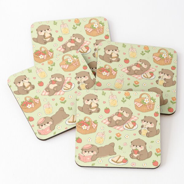 Item preview, Kawaii Otter Picnic Club Pattern designed and sold by Soft Berry Studio.
