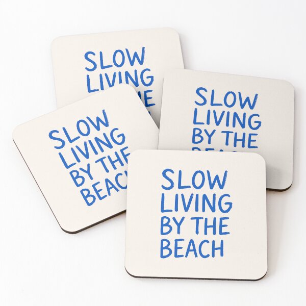 Item preview, Slow Living by the Beach – Coastal Tropical Aesthetic Typography Design designed and sold by Islabonita..