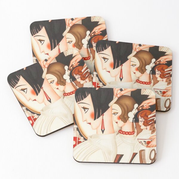 Item preview, Three Women Sitting in a Row at a Hair Salon - Art Deco Beauty Salon Illustration for Vintage Fashion Lovers designed and sold by RickE.