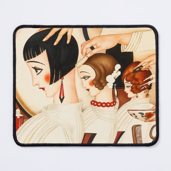 Item preview, Three Women Sitting in a Row at a Hair Salon - Art Deco Beauty Salon Illustration for Vintage Fashion Lovers designed and sold by RickE.