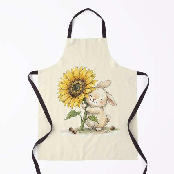 Item preview, Adorable Watercolor Bunny Hugging Giant Sunflower Cottagecore Art designed and sold by BreezifyDesignStudio.