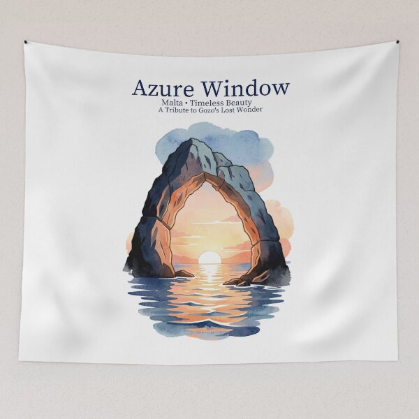 Item preview, Azure Window Tribute – Malta Sunset Vintage Graphic Tee designed and sold by CallisC-Arts.