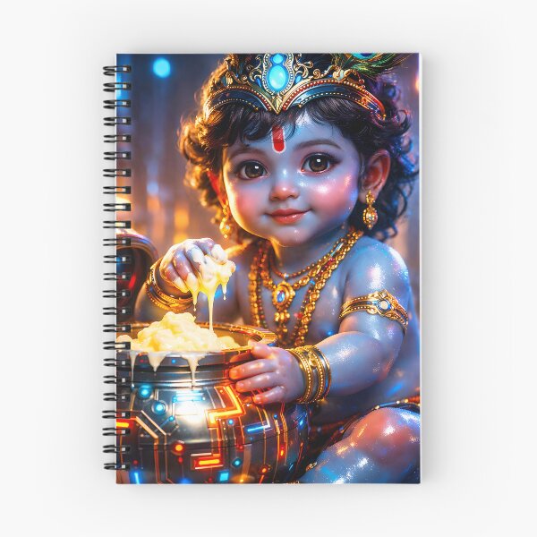 Item preview, Baby Krishna Digital Butter Pot — Hindu God Art | Cyberpunk designed and sold by CosmicLotusArt.